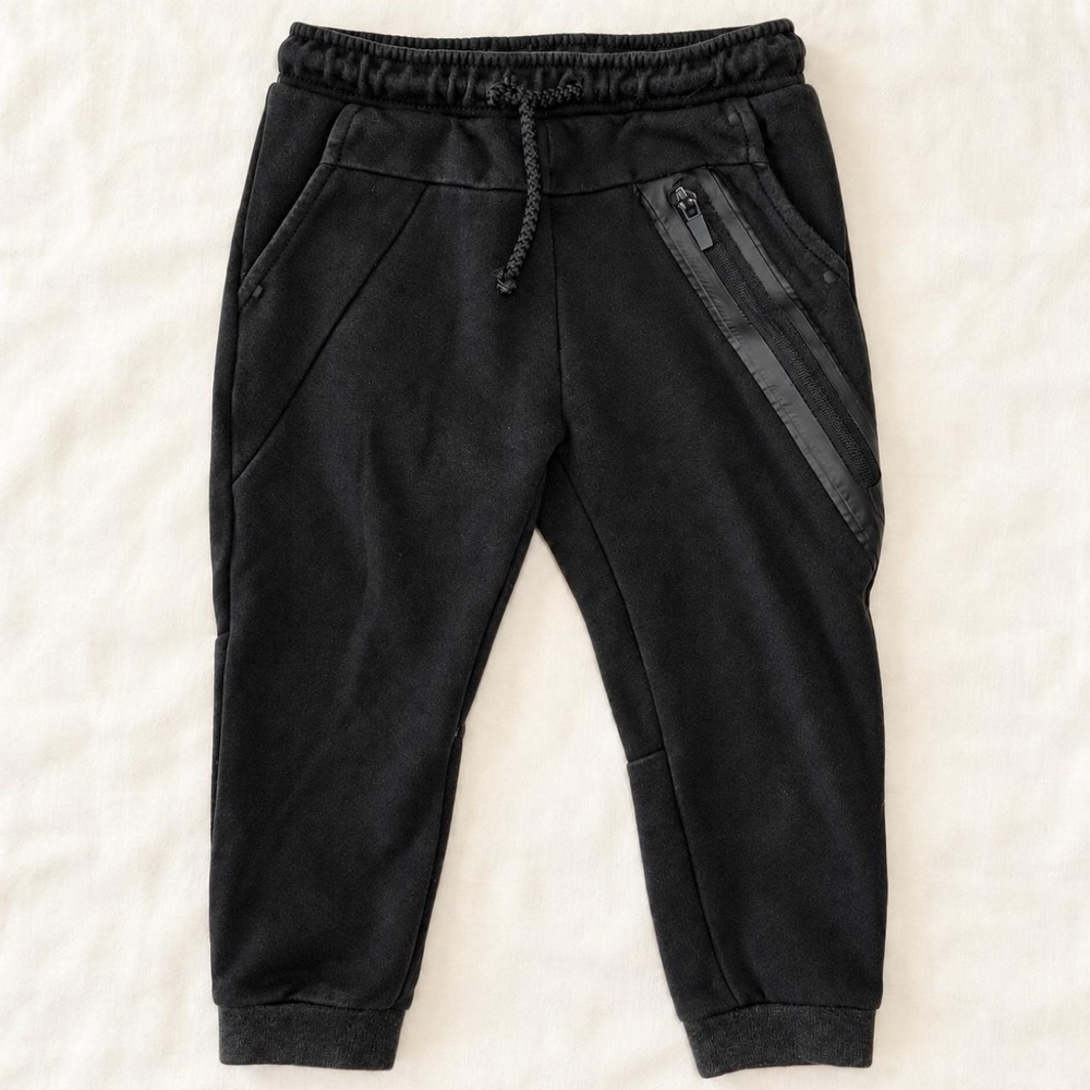 Zara Black Zipper Pocket Joggers • 3–4 Years